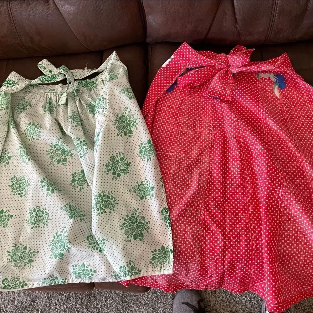 Estate Find: 2 Vintage Half Apron with Waist Tie